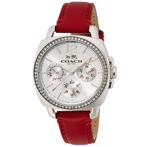 Coach Women's Boyfriend Red Leather Strap Watch